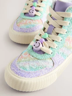 Rainbow Glitter Standard Fit (F) Lace Up High Top Trainers