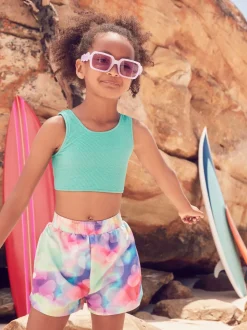 Rainbow Heart Printed Beach Shorts (3-16yrs)