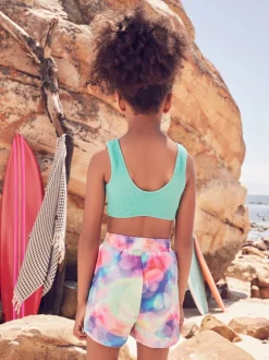 Rainbow Heart Printed Beach Shorts (3-16yrs)
