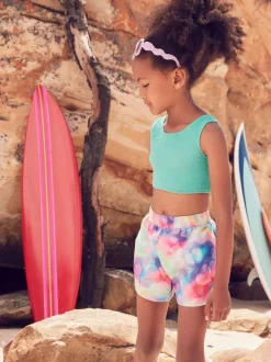 Rainbow Heart Printed Beach Shorts (3-16yrs)