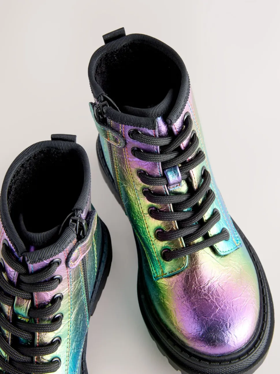 Rainbow Metallic Standard Fit (F) Warm Lined Lace-Up Ankle Boots