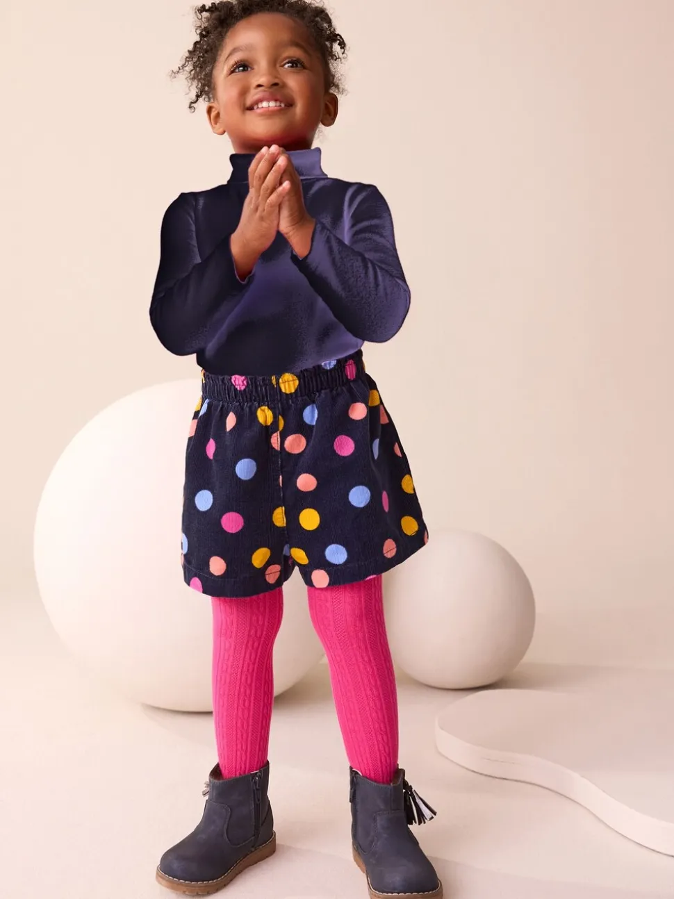 Rainbow Polka Dot Corduroy Shorts and Tights Set (3mths-7yrs)