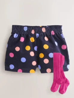 Rainbow Polka Dot Corduroy Shorts and Tights Set (3mths-7yrs)