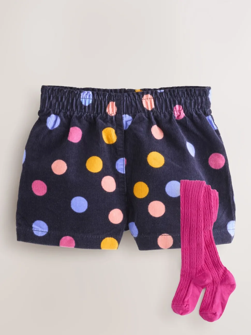 Rainbow Polka Dot Corduroy Shorts and Tights Set (3mths-7yrs)