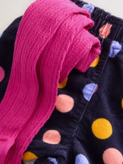 Rainbow Polka Dot Corduroy Shorts and Tights Set (3mths-7yrs)
