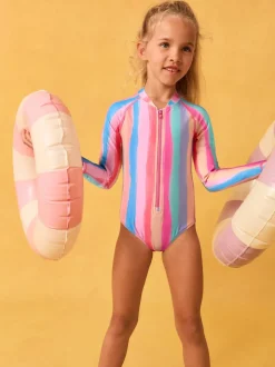 Rainbow Stripe Long Sleeve Sunsafe Swimsuit (3mths-16yrs)