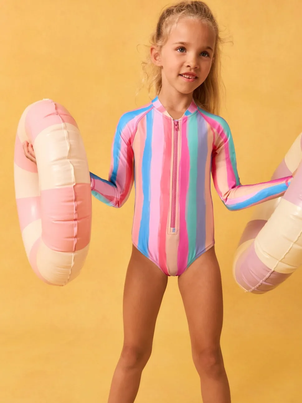 Rainbow Stripe Long Sleeve Sunsafe Swimsuit (3mths-16yrs)