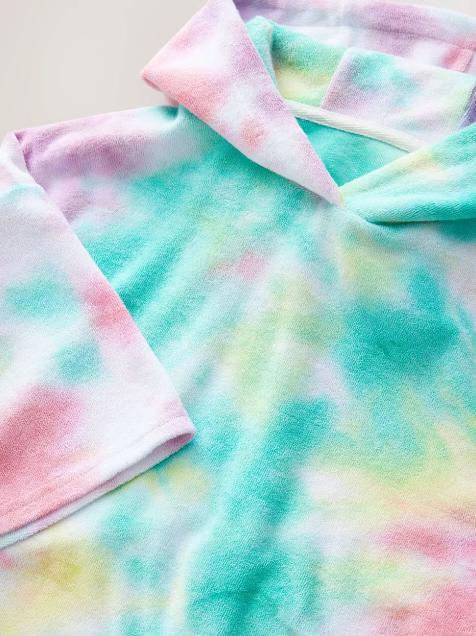 Rainbow Tie-Dye Towelling Beach Co-Ord Hoodie And Shorts Set (3-16yrs)