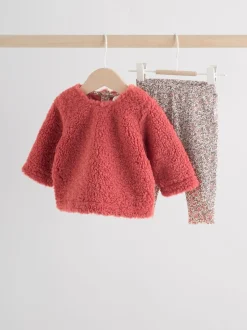 Red Ditsy Baby Fleece Tops and Leggings Set 2 Piece (0mths-2yrs)