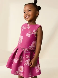 Red Floral Scuba Top and Skirt Set (3mths-7yrs)