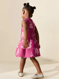 Red Floral Scuba Top and Skirt Set (3mths-7yrs)