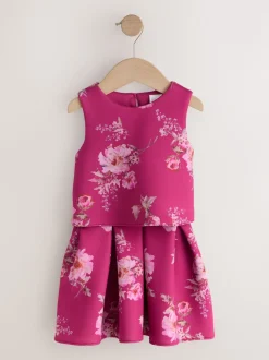 Red Floral Scuba Top and Skirt Set (3mths-7yrs)