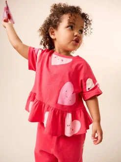 Red Heart Short Sleeve Peplum T-Shirt (3mths-7yrs)