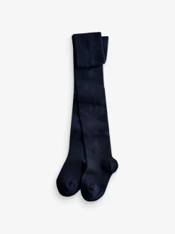 Red Navy Blue and Cream 3 Pack Cotton Rich Tights