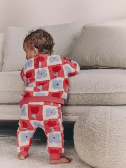 Red/ Purple Check Baby Fleece Tops and Leggings Set 2 Piece (0mths-2yrs)