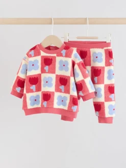 Red/ Purple Check Baby Fleece Tops and Leggings Set 2 Piece (0mths-2yrs)