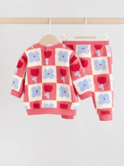 Red/ Purple Check Baby Fleece Tops and Leggings Set 2 Piece (0mths-2yrs)