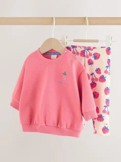 Red Strawberry Baby Sweatshirt and Leggings 2 Piece Set (0mths-2yrs)