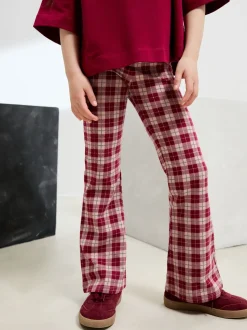 Red/Berry Check Flare Leggings (3-16yrs)