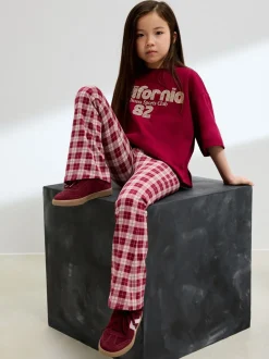 Red/Berry Check Flare Leggings (3-16yrs)