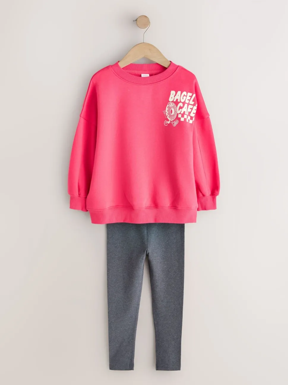 Red/Charcoal Bagel Sweatshirt and Leggings Set (3-16yrs)