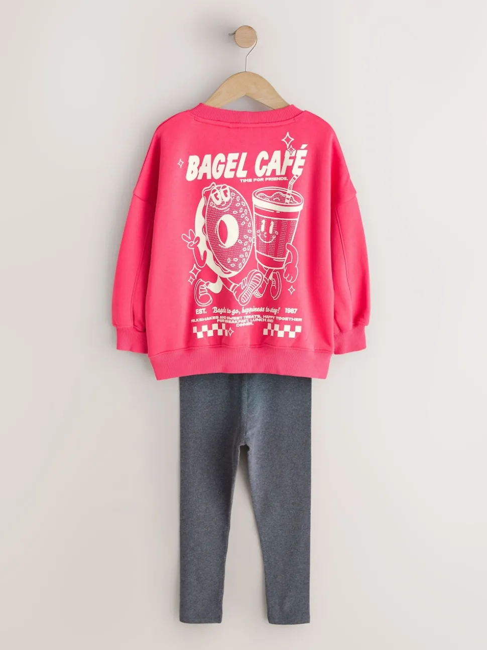 Red/Charcoal Bagel Sweatshirt and Leggings Set (3-16yrs)