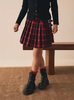 Red Check Pleated Skirt (3-16yrs)