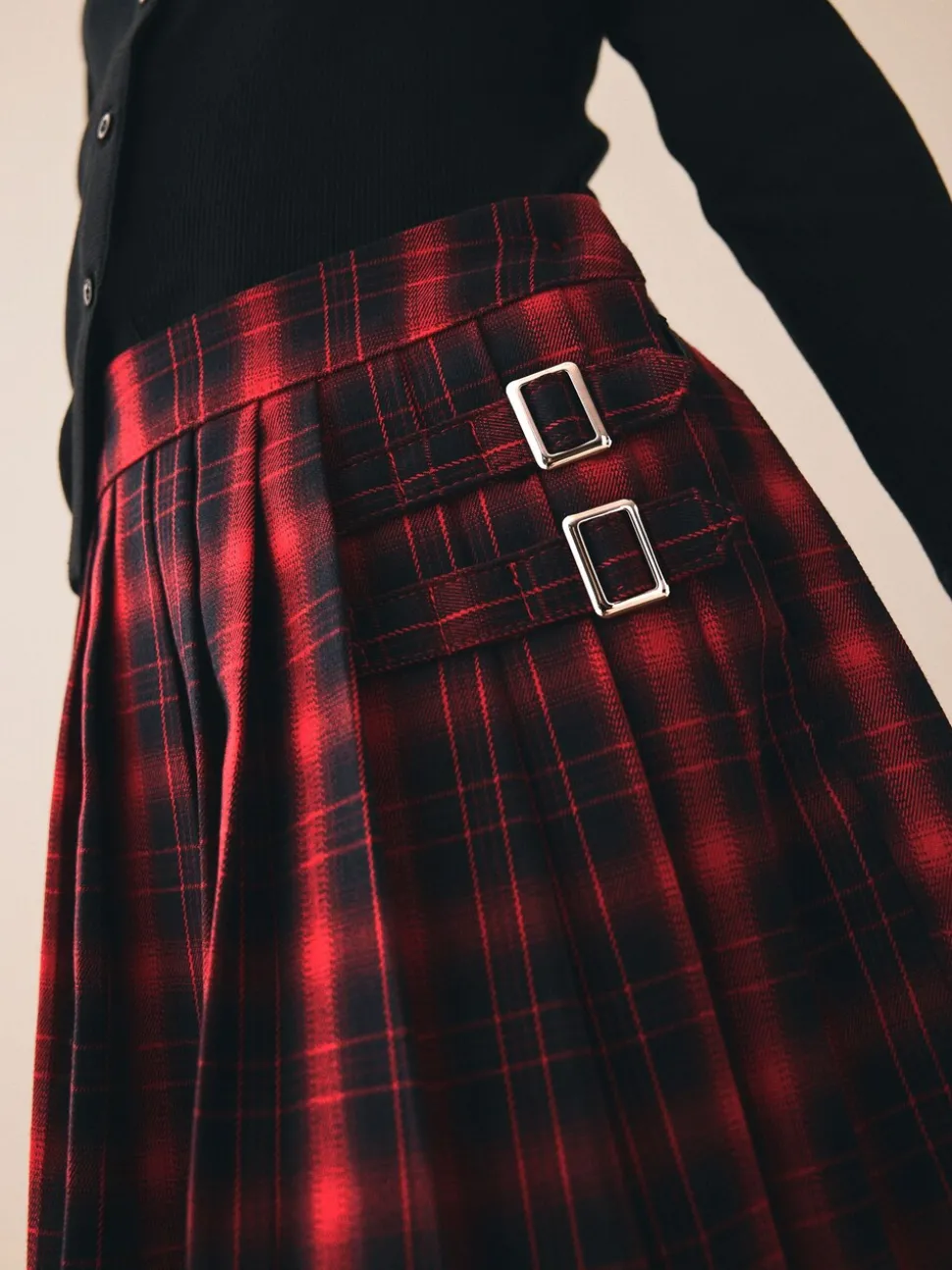 Red Check Pleated Skirt (3-16yrs)