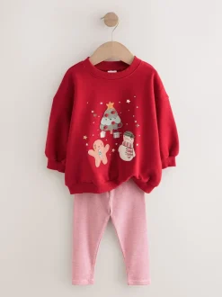 Red Christmas Characters Sweatshirt & Leggings Set (3mths-7yrs)