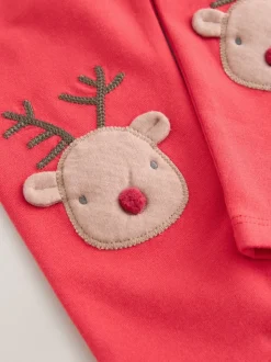 Red Christmas Reindeer Embellished Leggings (3mths-7yrs)