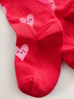 Red Cotton Rich Heart Tights