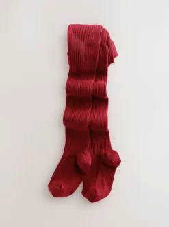 Red Cotton Rich Rib Tights