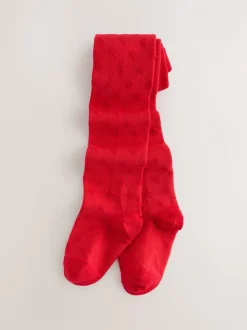 Red Cotton Rich Textured Star Tights