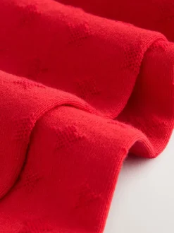 Red Cotton Rich Textured Star Tights
