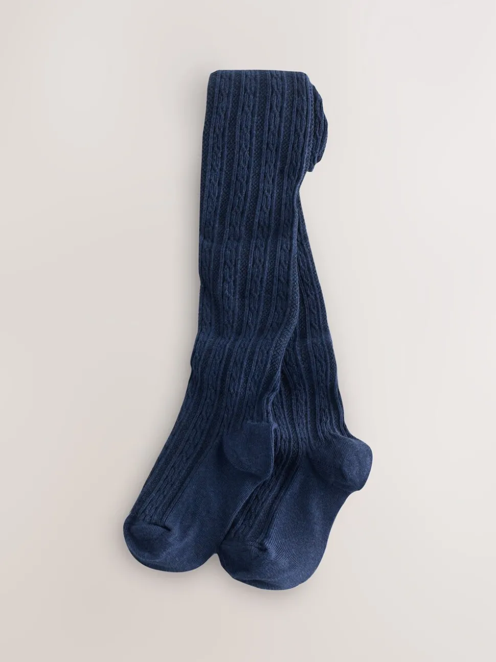 Red Cream and Navy Blue Regular Length Cotton Rich Cable Tights 3 Pack