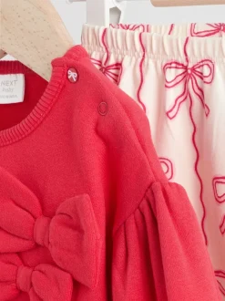 Red/Cream Baby Bow Sweaters and Leggings Set 2 Piece (0mths-2yrs)