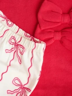 Red/Cream Baby Bow Sweaters and Leggings Set 2 Piece (0mths-2yrs)