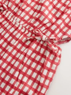 Red/Ecru Gingham Crinkle Jersey Jumpsuit (3-16yrs)
