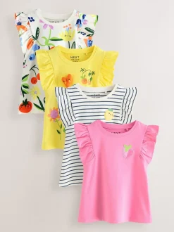 Red Flower Vest Tops 4 Pack (3mths-7yrs)