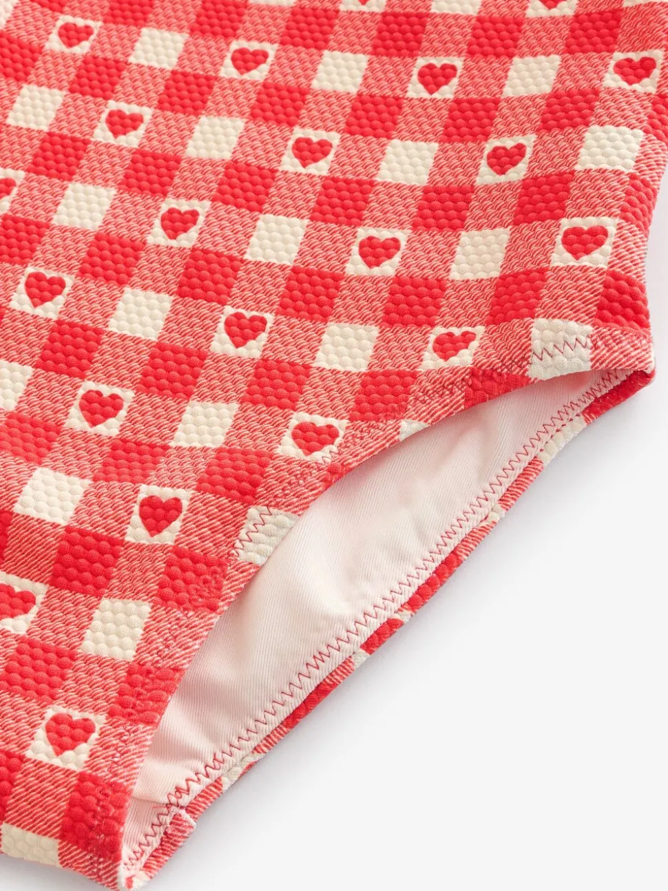 Red Gingham Heart Frill Shoulder Swimsuit (3mths-7yrs)