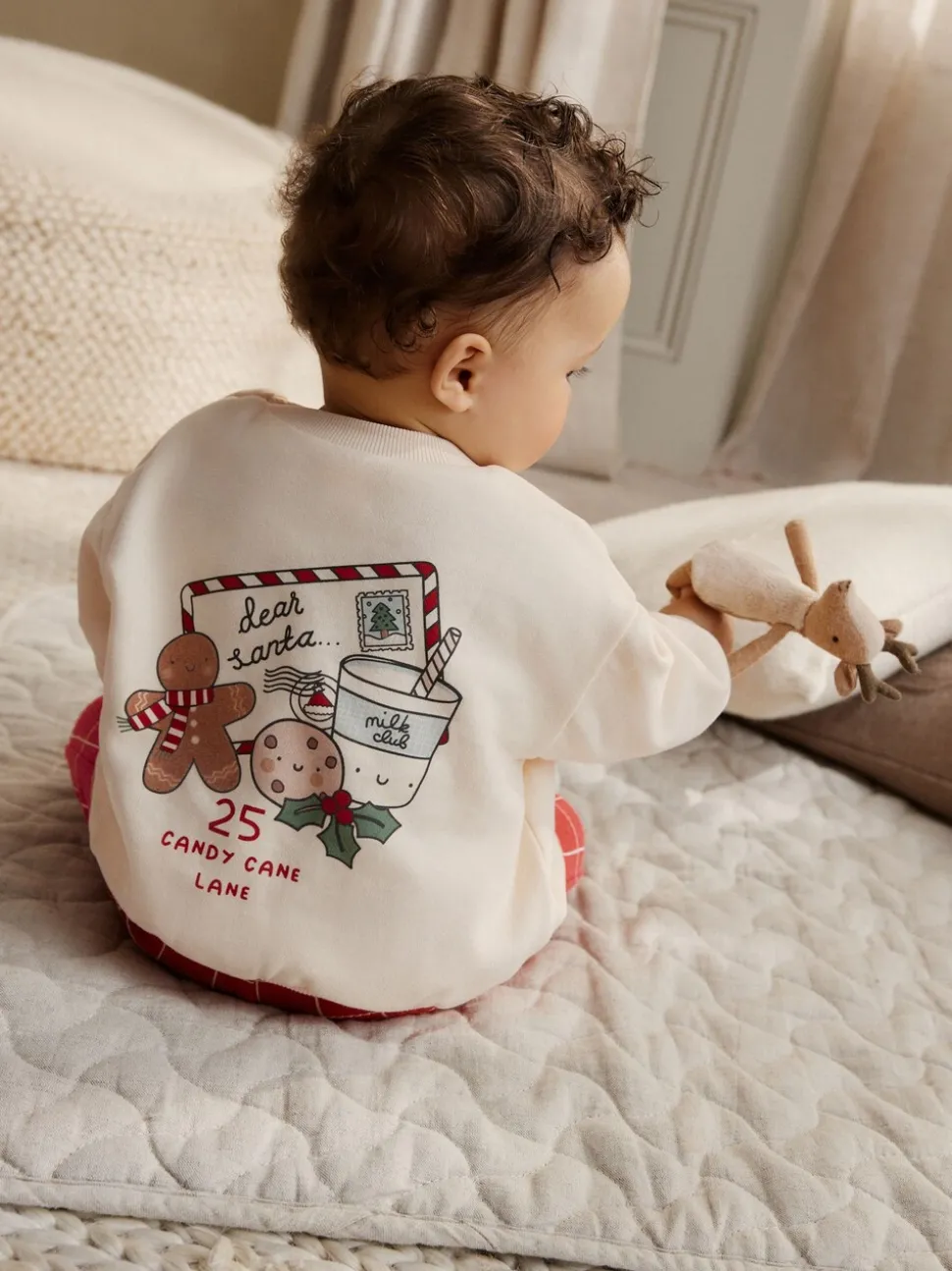 Red Graphic Print Christmas Sweat and Joggers Baby Set (0mths-2yrs)