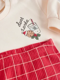 Red Graphic Print Christmas Sweat and Joggers Baby Set (0mths-2yrs)