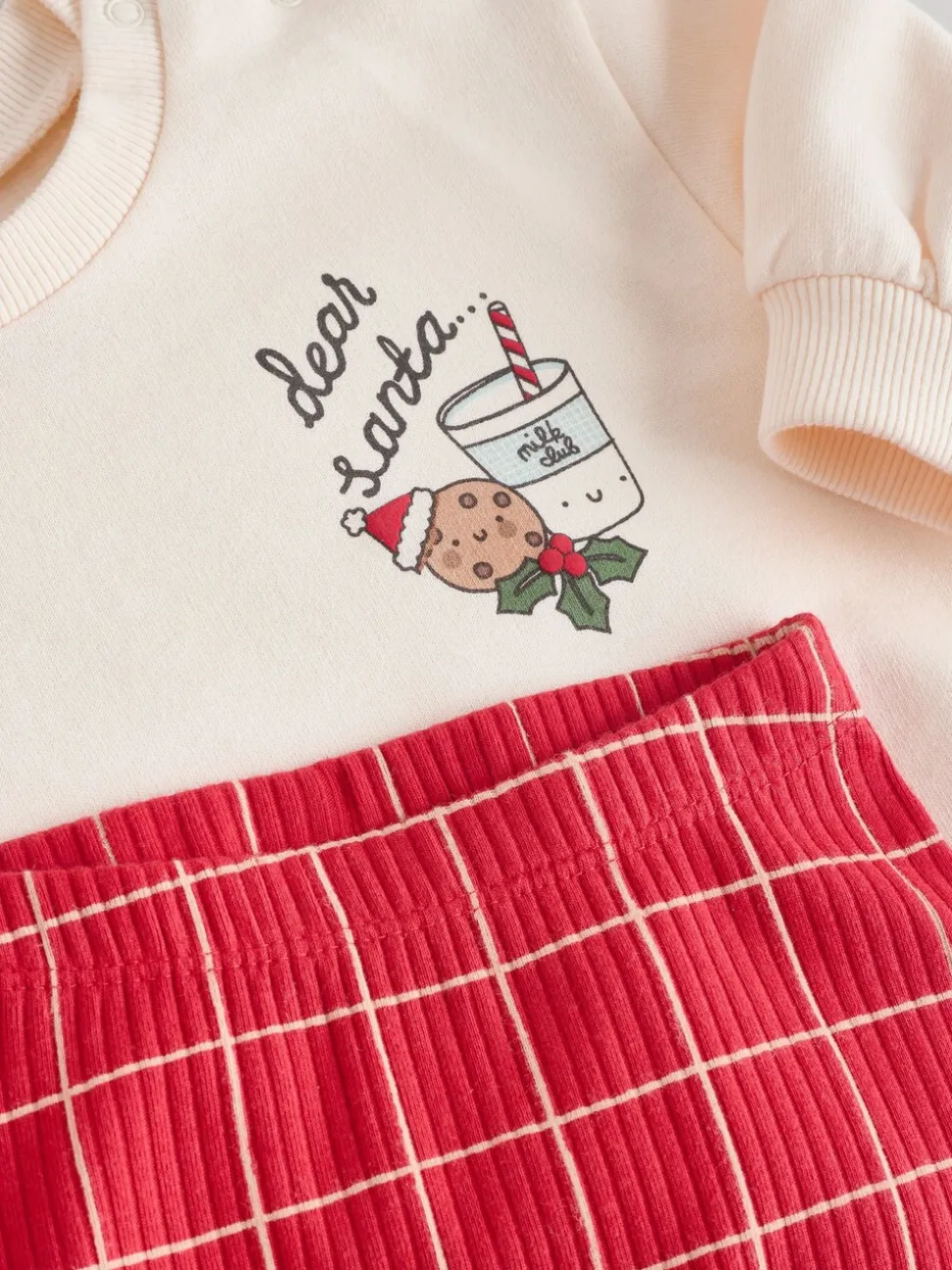 Red Graphic Print Christmas Sweat and Joggers Baby Set (0mths-2yrs)