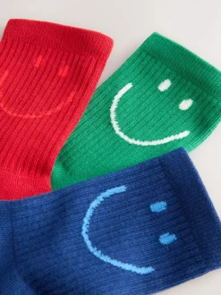 Red Green and Blue 3 Pack Cotton Rich Cushioned Sole Ankle Socks