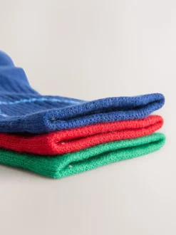 Red Green and Blue 3 Pack Cotton Rich Cushioned Sole Ankle Socks
