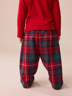Red/Green Check Textured Barrel Leg Trousers (3mths-7yrs)