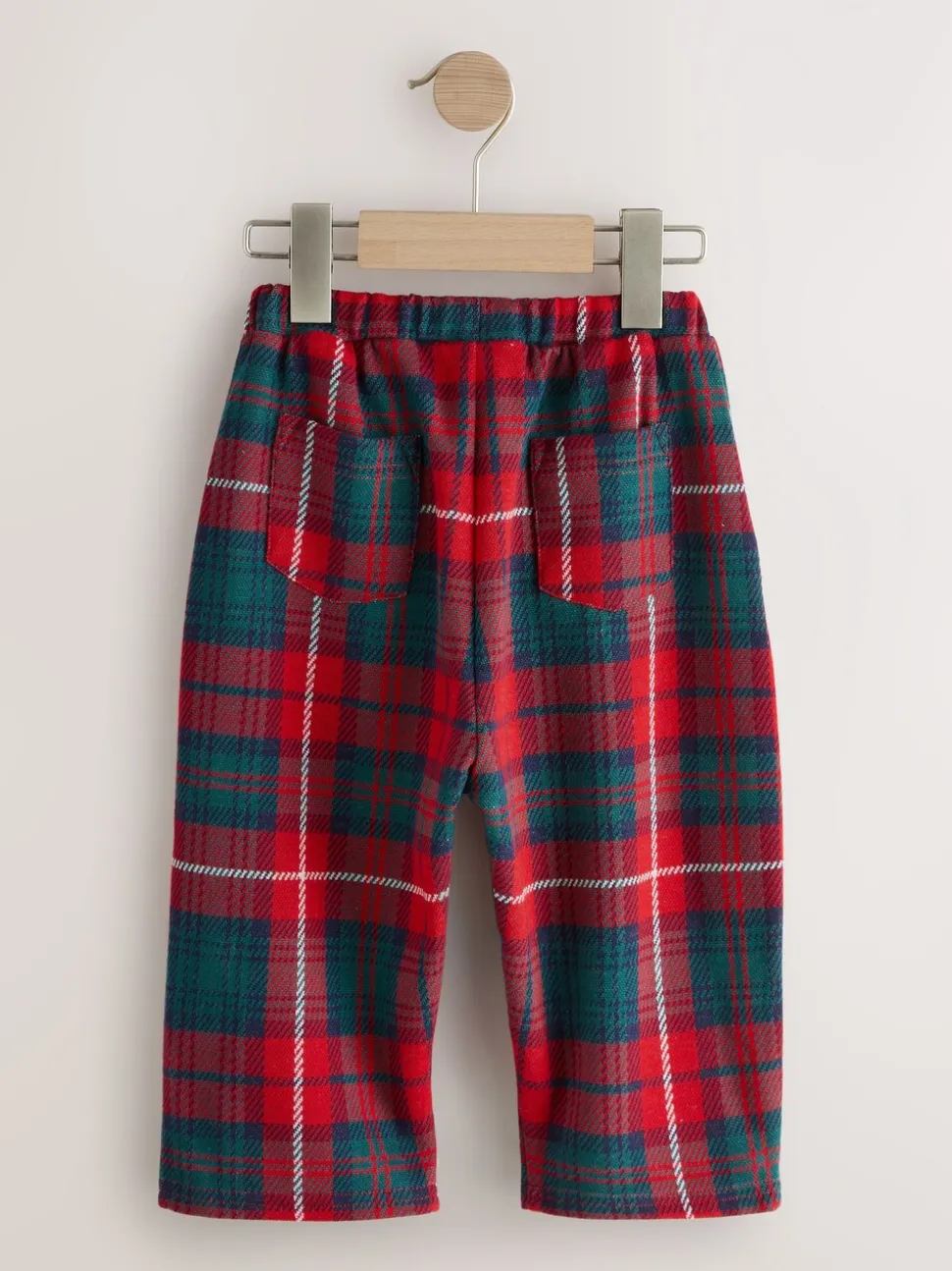 Red/Green Check Textured Barrel Leg Trousers (3mths-7yrs)