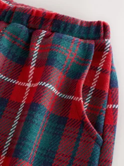 Red/Green Check Textured Barrel Leg Trousers (3mths-7yrs)