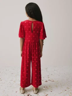 Red Heart Embossed Velour Jumpsuit (3-16yrs)