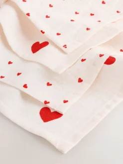 Red Hearts Baby Muslins Cloths 4 Pack